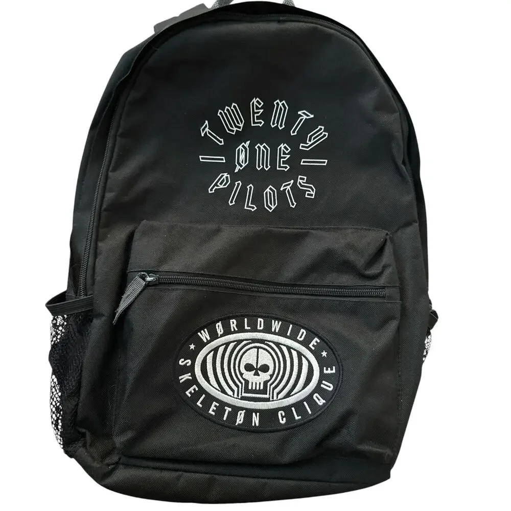 Hot Topic Twenty One Pilots Skeleton Clique Backpack Black Book Bag EUC
